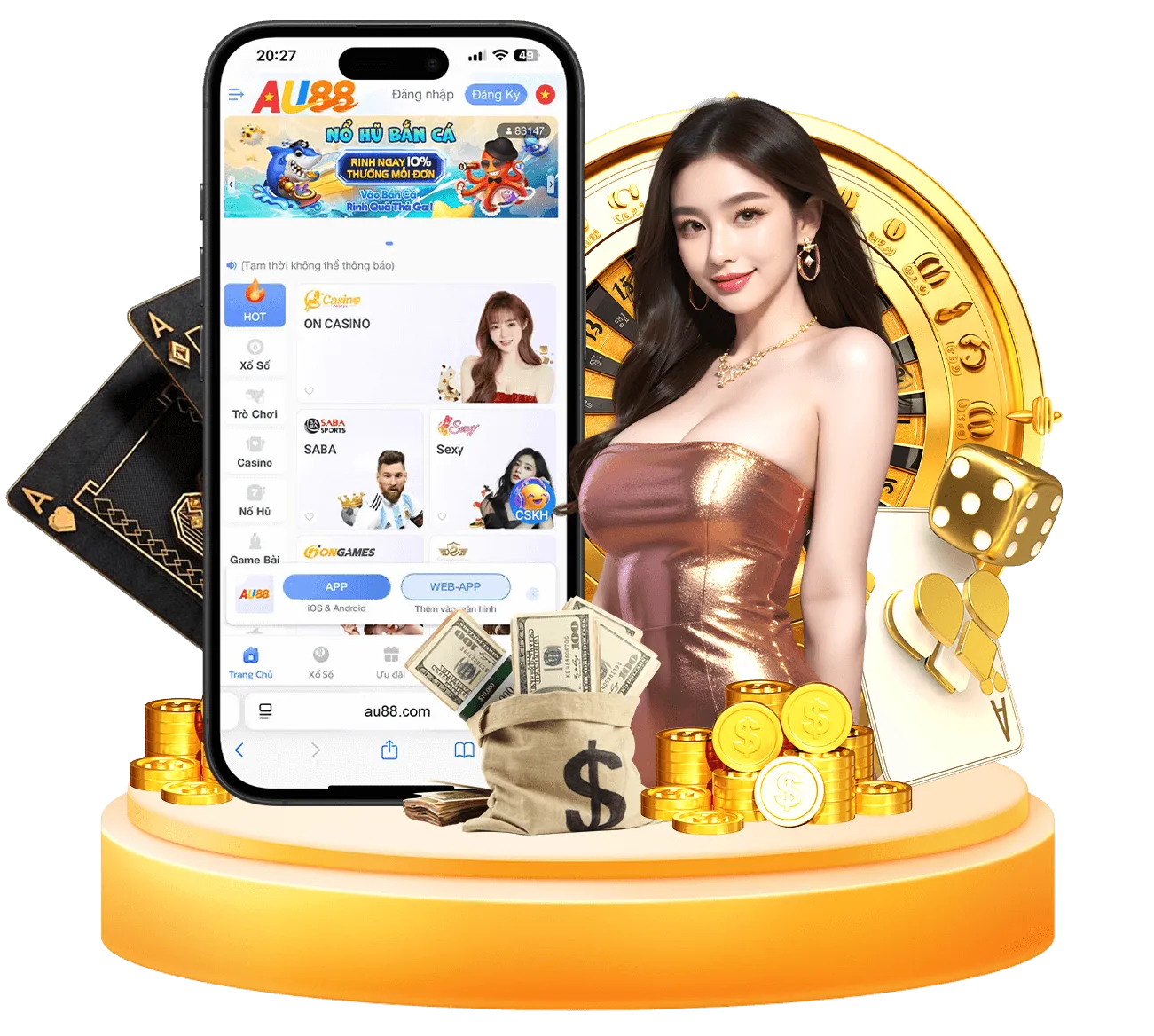 Giao diện ứng dụng AU88 trên điện thoại